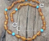 Baltic Amber Anklet - AdjustableUnpolished Blue Harvest