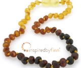 Baltic Amber Necklace -  Kids Unpolished Tri-color - All Kids Sizes