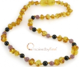 Baltic Amber Necklace - Kids Polished Golden Swirl + CURBS HYPERACTIVITY - All Kids SizesInsp