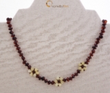 Baltic Amber Adult/Adolescent Necklace - Unpolished Dark Cherry Flower