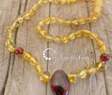 Baltic Amber Necklace - Kids Polished Pendant Golden Cherry - All Kids Sizes