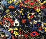 1yd cut Sketchy Cruise Small Scale Black Cotton Lycra Fabric