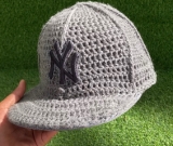 Custom New York Yankees Baseball team Hat Gray Crochet