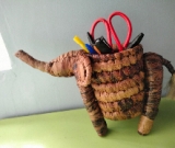 Desk Organizer Handmade Banana Fiber Elephant Animal Basket